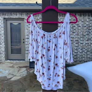 Rue21 White Floral Off-Shoulder Blouse